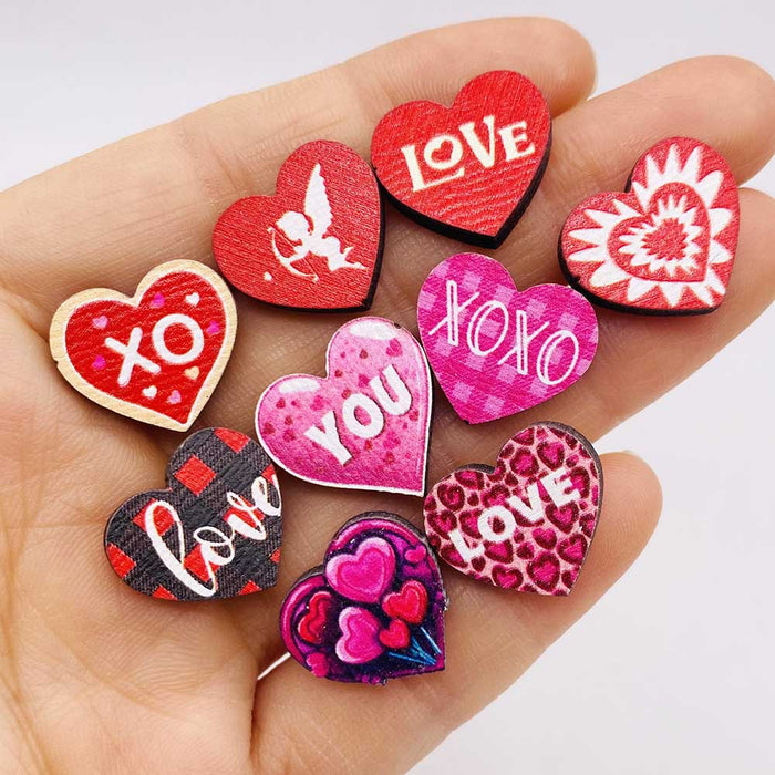 Wholesale Valentine' s Day wooden earrings pink envelope dwarf rose lovely earrings Valentine' s Day jewelry