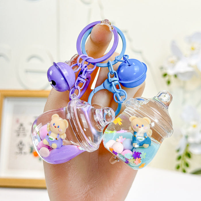 Wholesale bottle bear key chain bag pendant cute bear key chain small jewelry