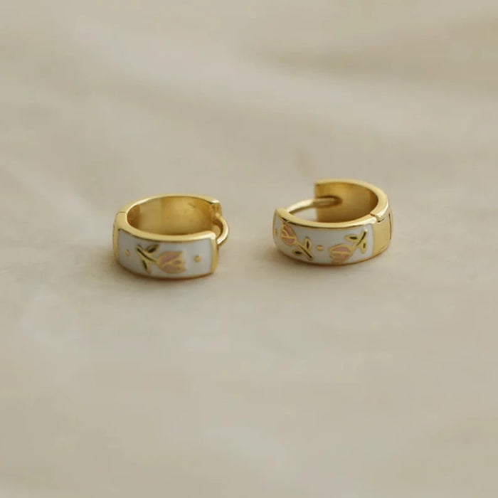Wholesale Tulip Earrings Women's Vintage Enamel Fresh Flower Earrings