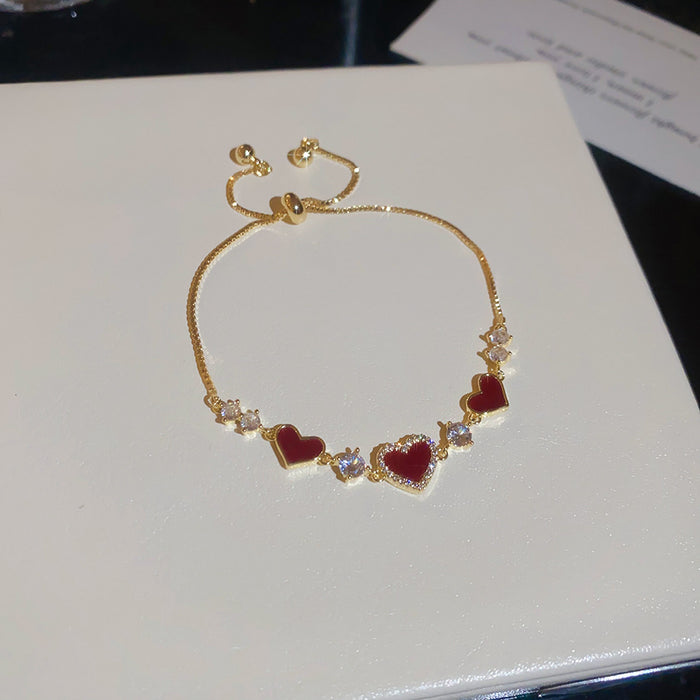 Wholesale Gold Plated Zircon Heart Bracelet Stylish Women' s Fashion Accessory
