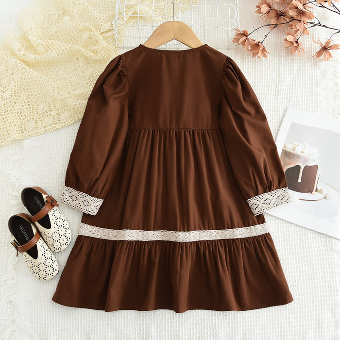 Wholesale Vintage Tassel Lace Collar Children's Dress JDC-CTS-DuoEr010