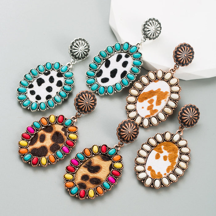 Wholesale Creative and exaggerated leather print earrings