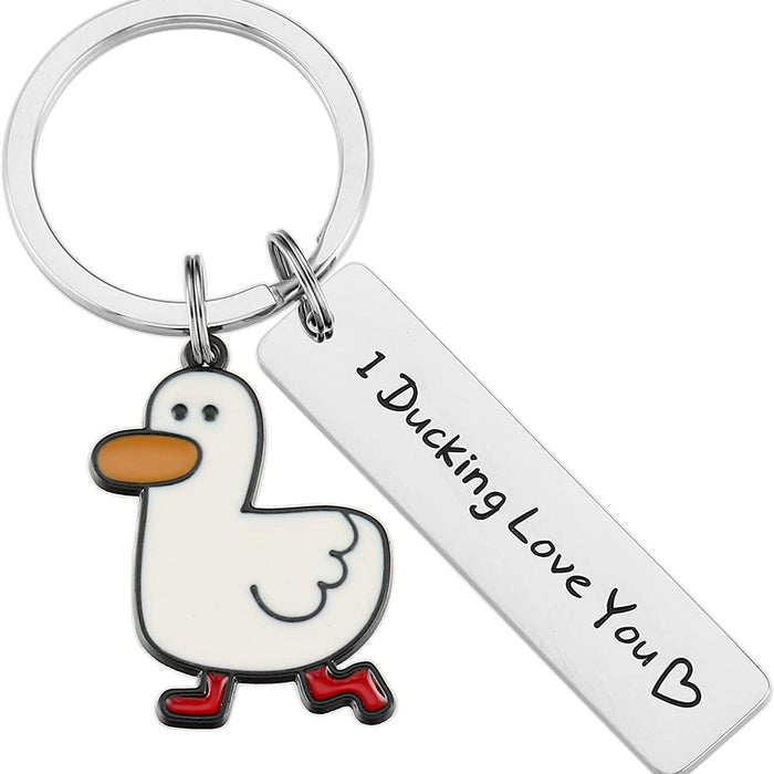 Wholesale Amazon direct supply cute pet duck stainless steel keychain creative little duck key chain student backpack pendant