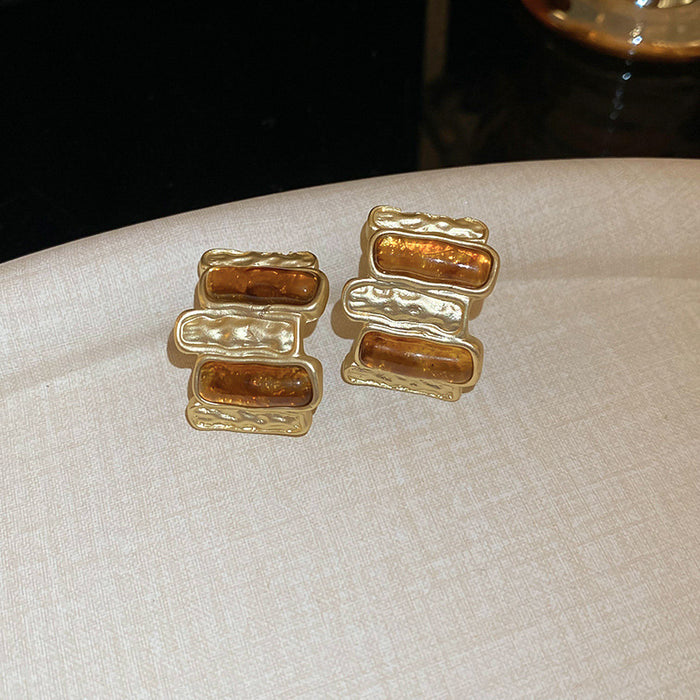 Wholesale  silver needle geometric irregular resin earrings heart earrings