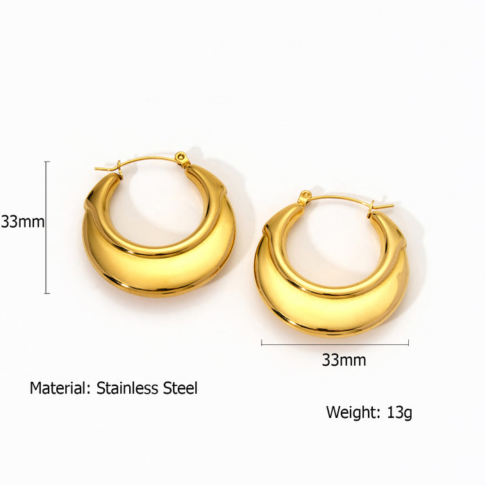 Wholesale Peach heart stainless steel hollow earrings with fashionable temperament, geometric smooth surface earrings, color preservation electroplating