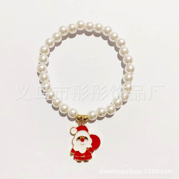 Wholesale Soft Clay Beaded Bracelet Christmas Tree Pearl Cartoon Sweet Versatile Bracelet Best Friend
