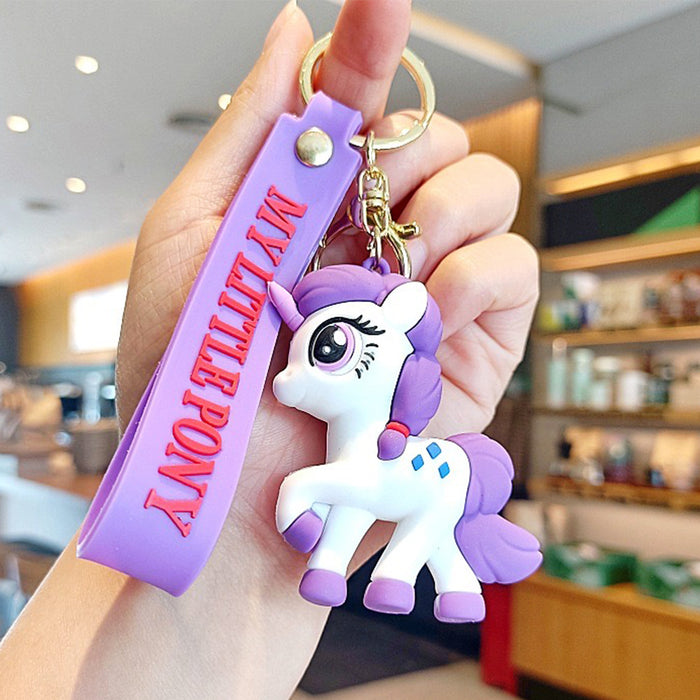 Wholesale Cartoon Pony Keychain Pendant Cute Unicorn Doll Female Backpack Car Key Chain
