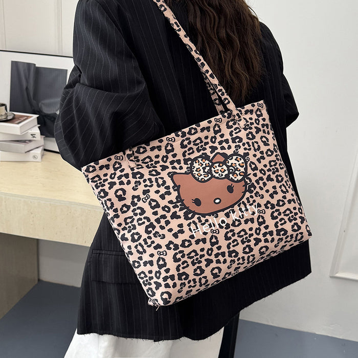 Wholesale Stylish Leopard-Print Canvas Shoulder Bag