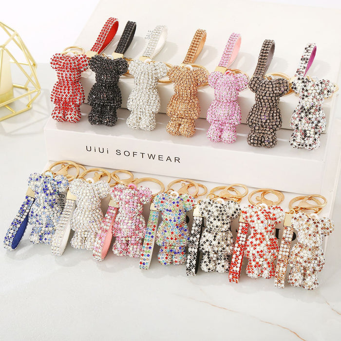 Wholesale Cartoon Rhinestone  Plush Keychain Cute Key Ring