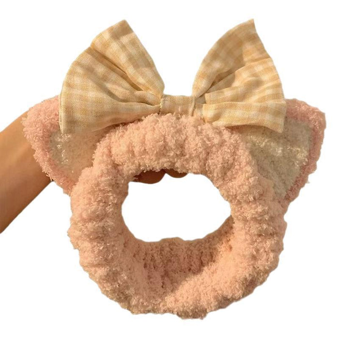 Wholesale Cartoon plush animal ear headband with bow