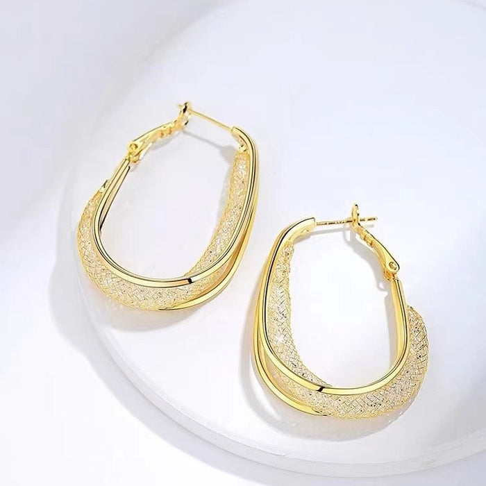 Wholesale Metal gold-plated crystal earrings