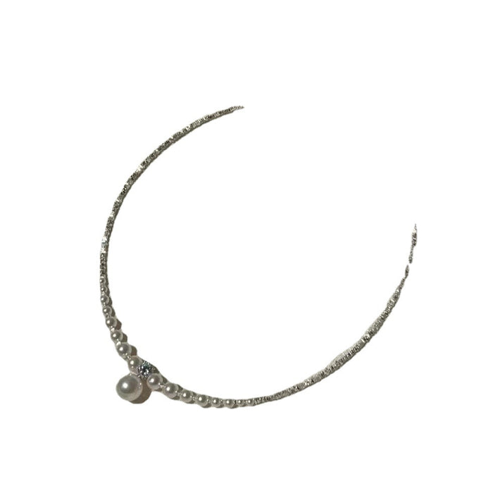 Wholesale Diamond Broken Silver Pearl Necklace Women's Necklace