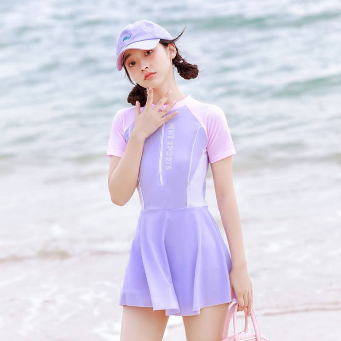 Wholesale Swimsuit one-piece skirt style sun protection swimsuit new hot spring swimsuit