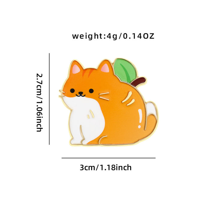 Wholesale Cartoon cute cat badge creative fruit cherry animal badge metal brooch clothing bag jewelry accessories