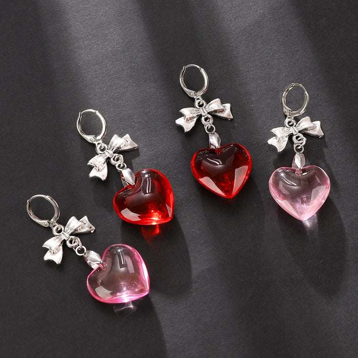 Wholesale Bow Love Alloy Glass Earrings JDC-ES-MiaoYa006