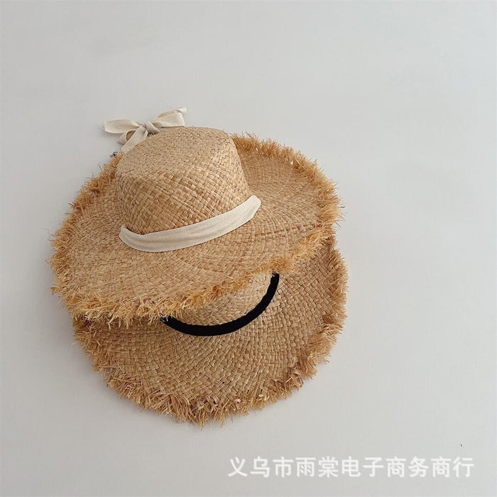 Wholesale Children's Hat Ins Large Eave Raffia Sunshade Hat Summer Straw Hat
