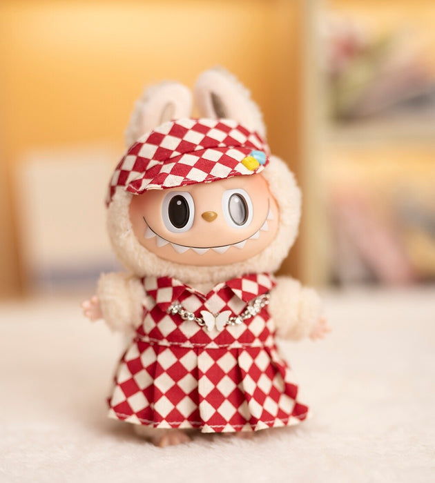 Wholesale Pendant Doll Clothes Checkboard Tennis Clothes suit Suspenders Skirt