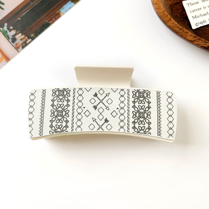 Wholesale Pu Printed Shark Clip Western Style Retro Leather Hairpin Hair Grabber Hair Accessories