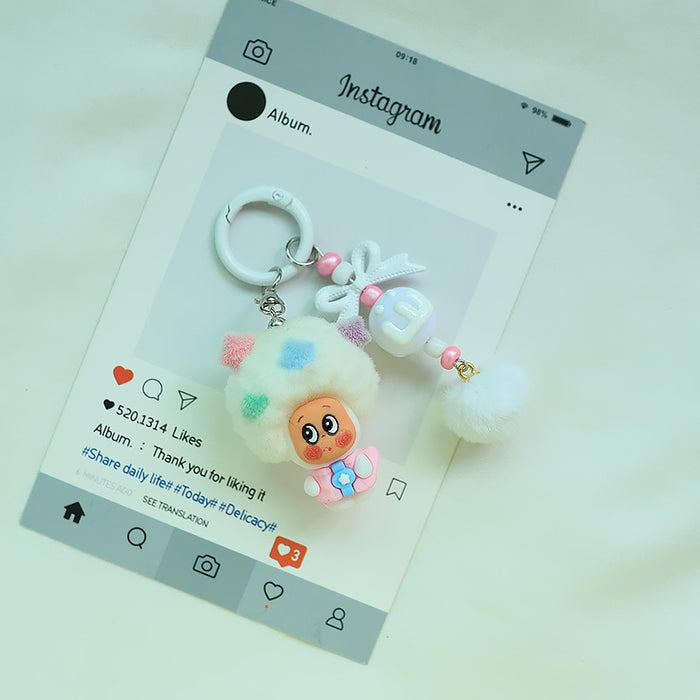 Wholesale Flocked Apple Star Cute Small Pendant Cute Silicone Doll Keychain