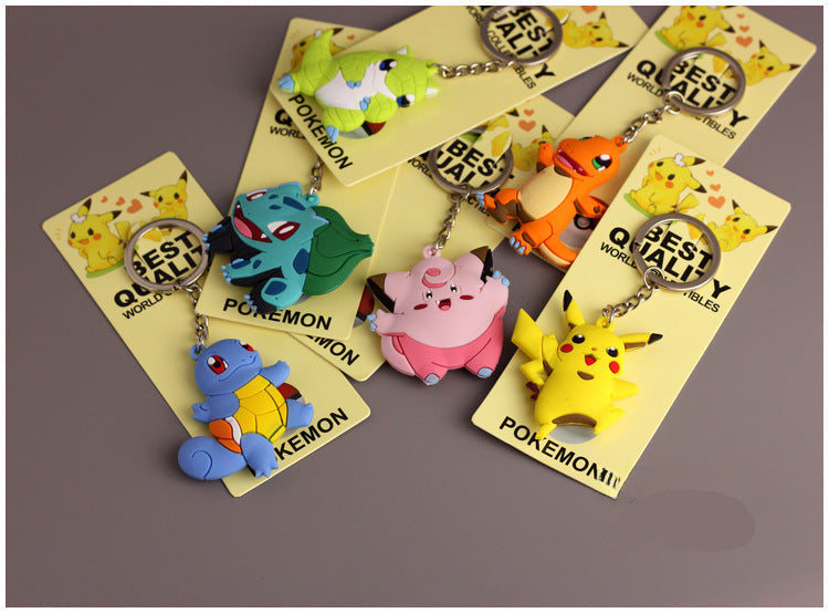 Wholesale  Cartoon Keychain Pet  Pvc Soft Jelly Pocket Monster Silicone Pendant Office Culture Keychain Accessories