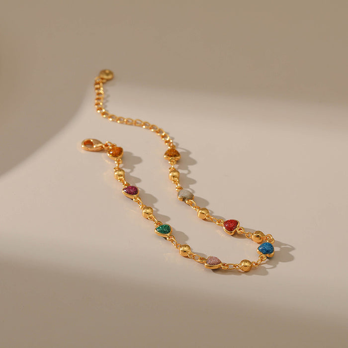 Wholesale European and American Geometric Love Design Multi color Drip Oil Bracelet Creative Summer New Product Handmade Copper