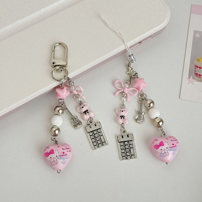 Wholesale Love Keychain Bag Pendant Cute Kt Girl Heart Mobile Phone Chain