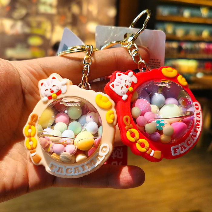 Wholesale PVC Oil-filled Lucky Cat Keychain JDC-KC-Tingm142