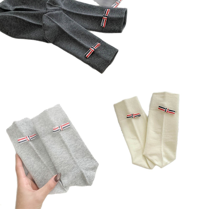 Wholesale Bow tie double needle mid tube socks versatile socks versatile mid tube socks