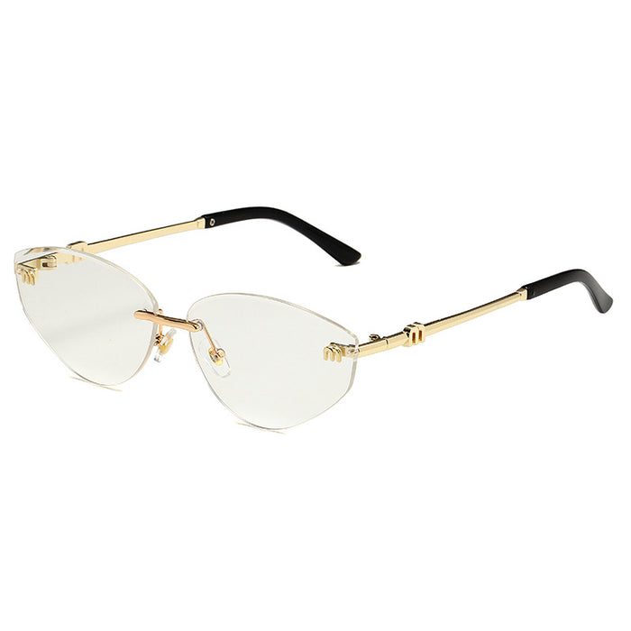 Wholesale Frameless cut edge premium sunglasses letter sunglasses gradient cat glasses