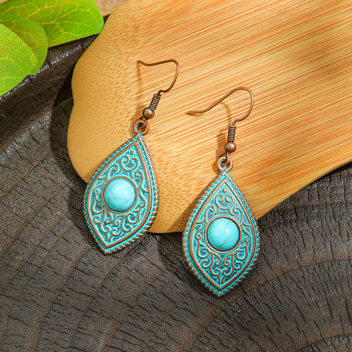 Wholesale Zinc Alloy Bohemian Turquoise Earring Set Fashion Jewelry Accessory MOQ≥2