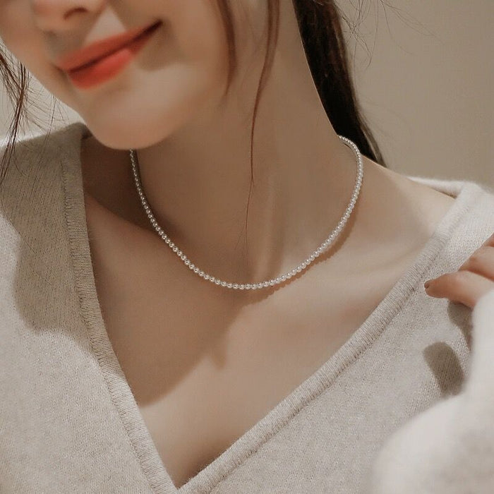 Wholesale 2mm Ultra-fine  Millet Pearl Necklace Women's Accessible  Clavicle Necklace