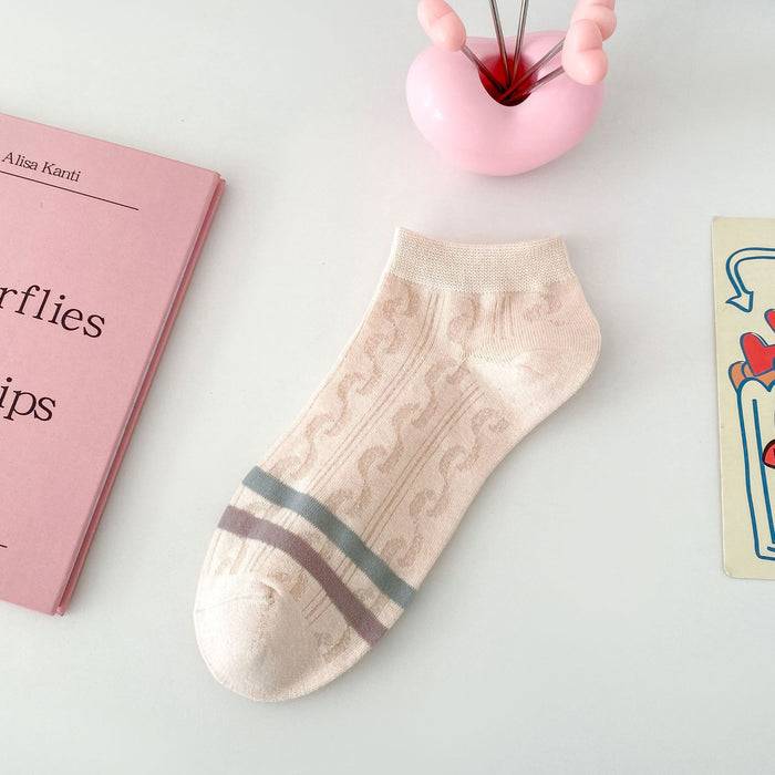 Wholesale Socks, boat socks, lace, heart-shaped socks, sweat absorbing and breathable striped cotton socks