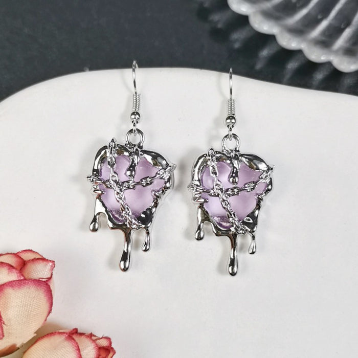 Wholesale Lava Love Heart Blood Alloy Earrings JDC-ES-JunJie003