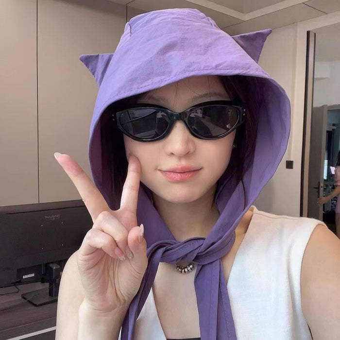 Wholesale Strap quick drying sunshade hat, thin ear protection headband hat, cute hat