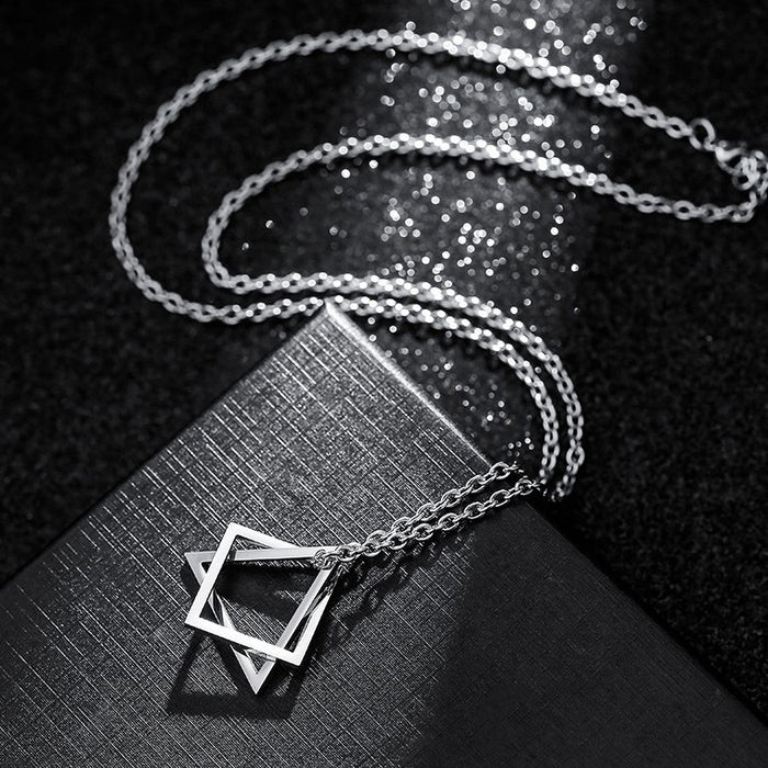 Wholesale New accessories, light luxury, niche design, geometric titanium steel set pendant, couple personalized necklace