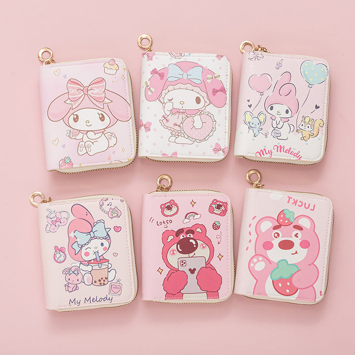 Wholesale Girls'  pink series cute cartoon print student wallet
