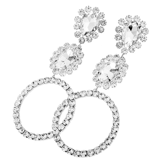 Wholesale Trendy exaggerated pendant, round long earrings, personalized diamond studded earrings wholesale