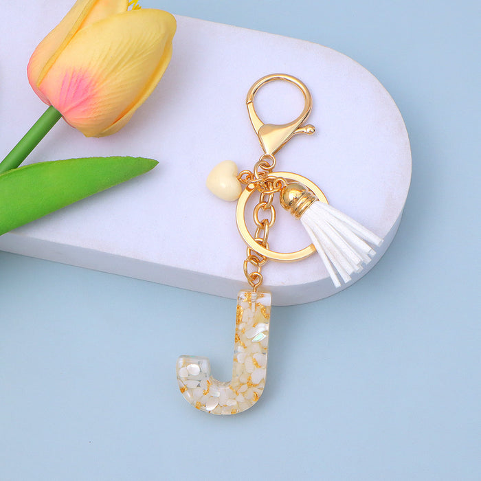 Wholesale New Gold Foil Drop Glue Letter Pendant Keychain Girl Bag Pendant Girlfriend Gift
