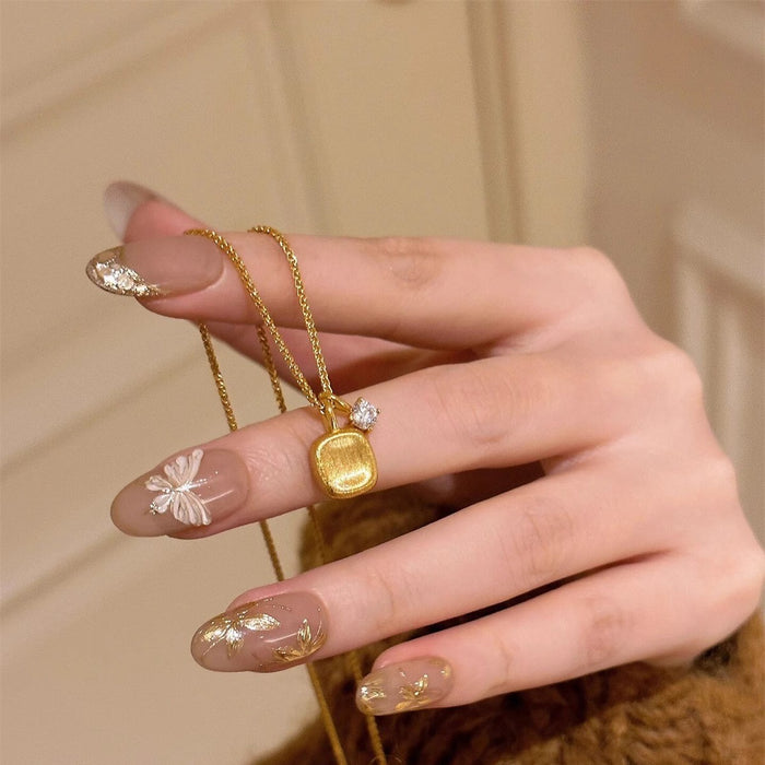 Wholesale Fashionable, niche, high-end, block zircon, exquisite and versatile temperament, high-end collarbone chain