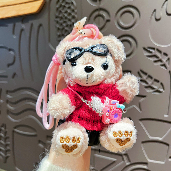 Wholesale Creative Plush Travel Bear Keychain Cute Cartoon Student Bag Pendant Exquisite