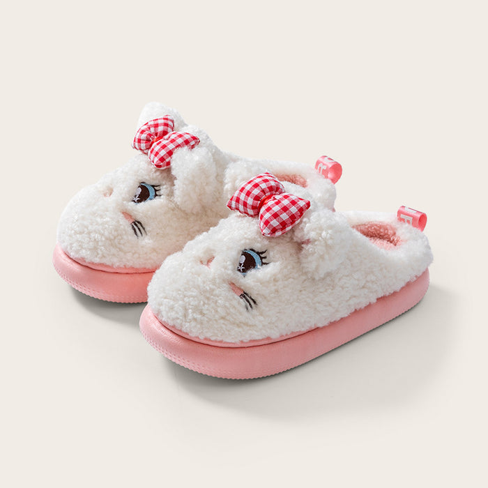 Wholesale Children' s cotton slippers winter boys and girls cartoon home indoor warm thick cotton shoes children' s medium fur slippers