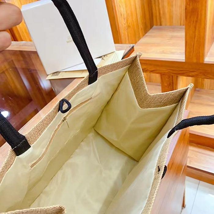 Wholesale Linen bag burlap bag printed two-piece handbag