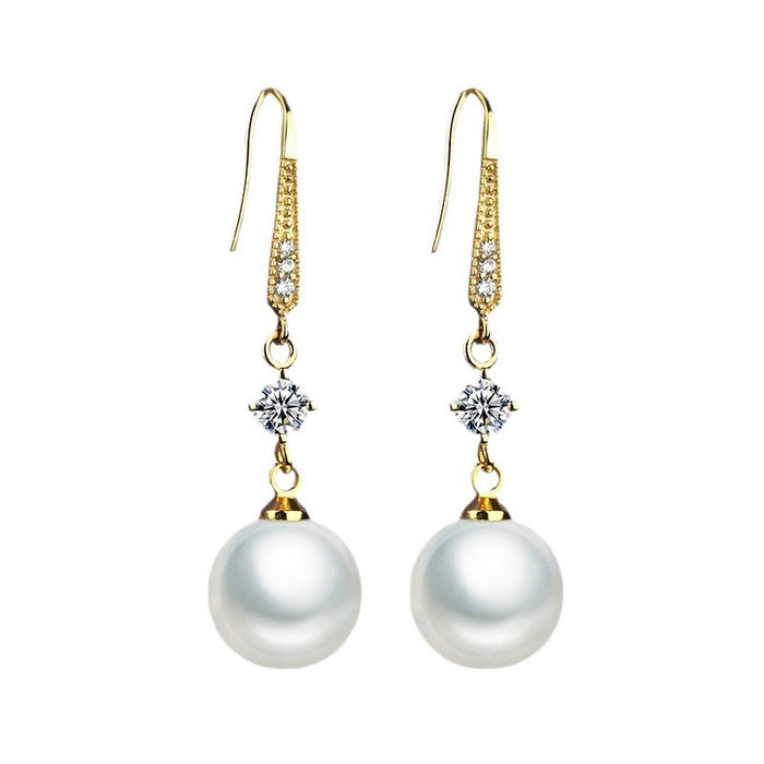 Wholesale Pearl zircon earrings with fashionable and versatile style, earrings and hooks