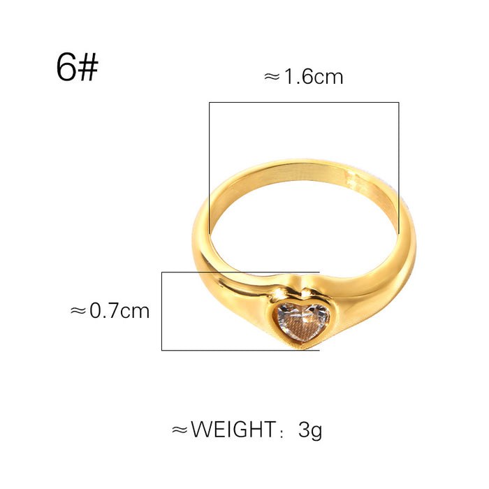 Wholesale Simple style titanium steel heart-shaped diamond ring for women,  light luxury fashion hand jewelry