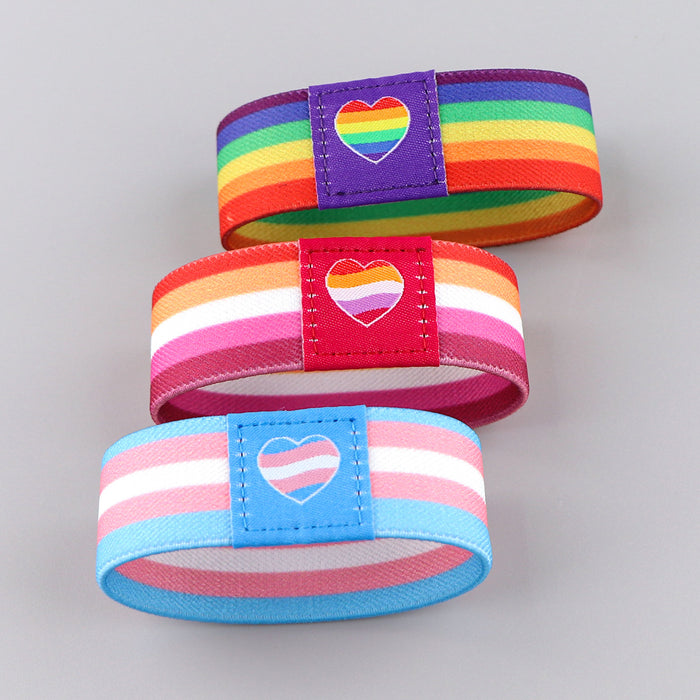 Wholesale 10pcs Selling Rainbow Sports Elastic Wristband Washable Elastic Bracelet