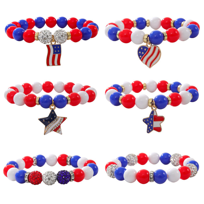 Wholesale Flag Five-pointed Star Heart American Independence Day Acrylic Bracelet JDC-BT-ShiY002