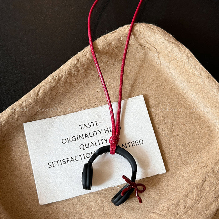 Wholesale Bow Headphone Pendant Necklace Women's Long Neck Chain