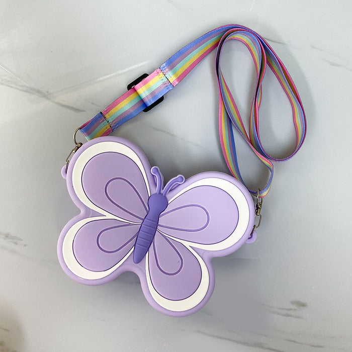 Wholesale Butterfly Silicone Children' s Crossbody Bag Chic Fashion Accessory MOQ≥3