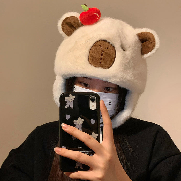 Wholesale Loveable Plush Hat Girls Winter Cartoon Warm Hat Cold-proof Ear-protection Head Hat