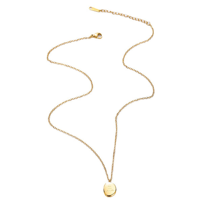 Wholesale Minimalist Light Luxury Necklace, Genuine Gold Plated English Engraved Pendant Jewelry